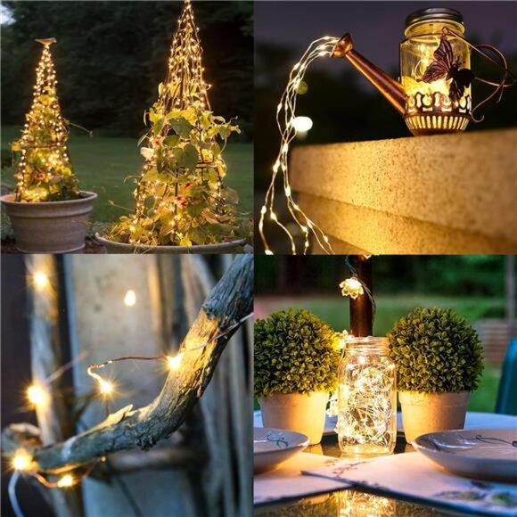 Solar String Lights Outdoor 80ft 240 LED Warm White Fairy Lights Waterproof - Picture 2 of 7